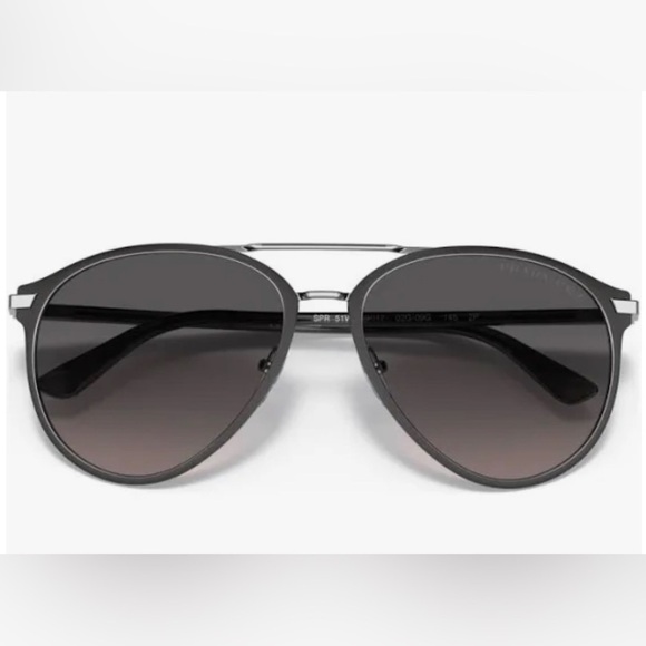 Prada PR51WS Pilot Sunglasses Prada Matte Black Grey Polarized Lens - Picture 7 of 17